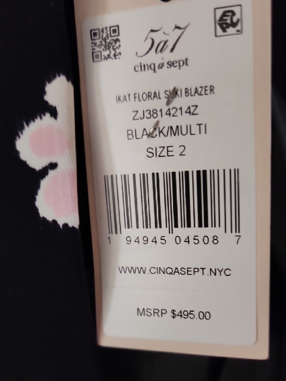 Cinq à Sept NWT Floral Blazer Size 2 Black Pink Tailored Jacket - Picture 10 of 13